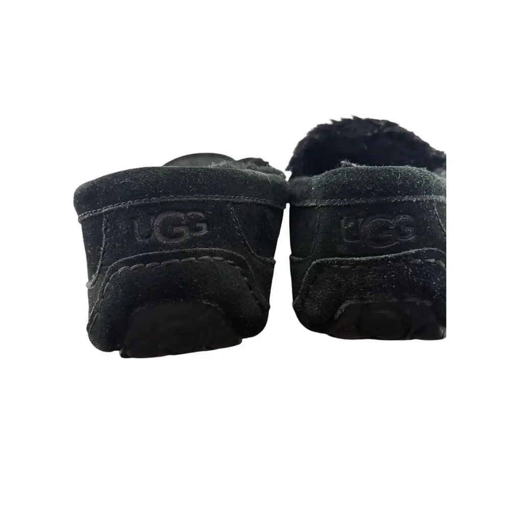 Ugg Black Suede Mens Ascot Slipper Size 12 Sheepskin Causal